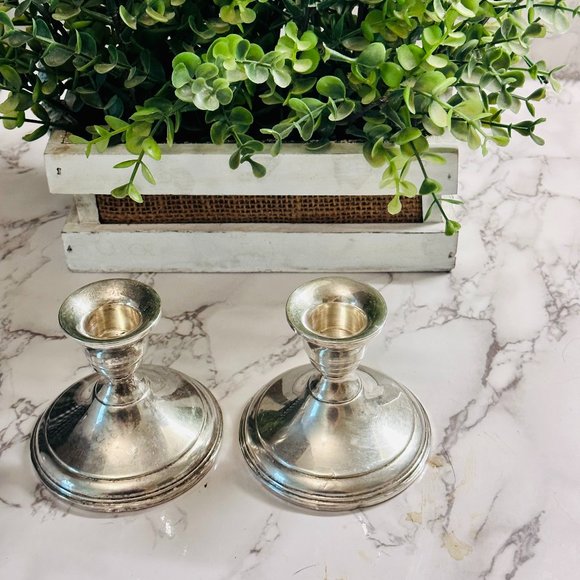 Set of 2 Sterling Silver weighted Candlesticks - Picture 8 of 11